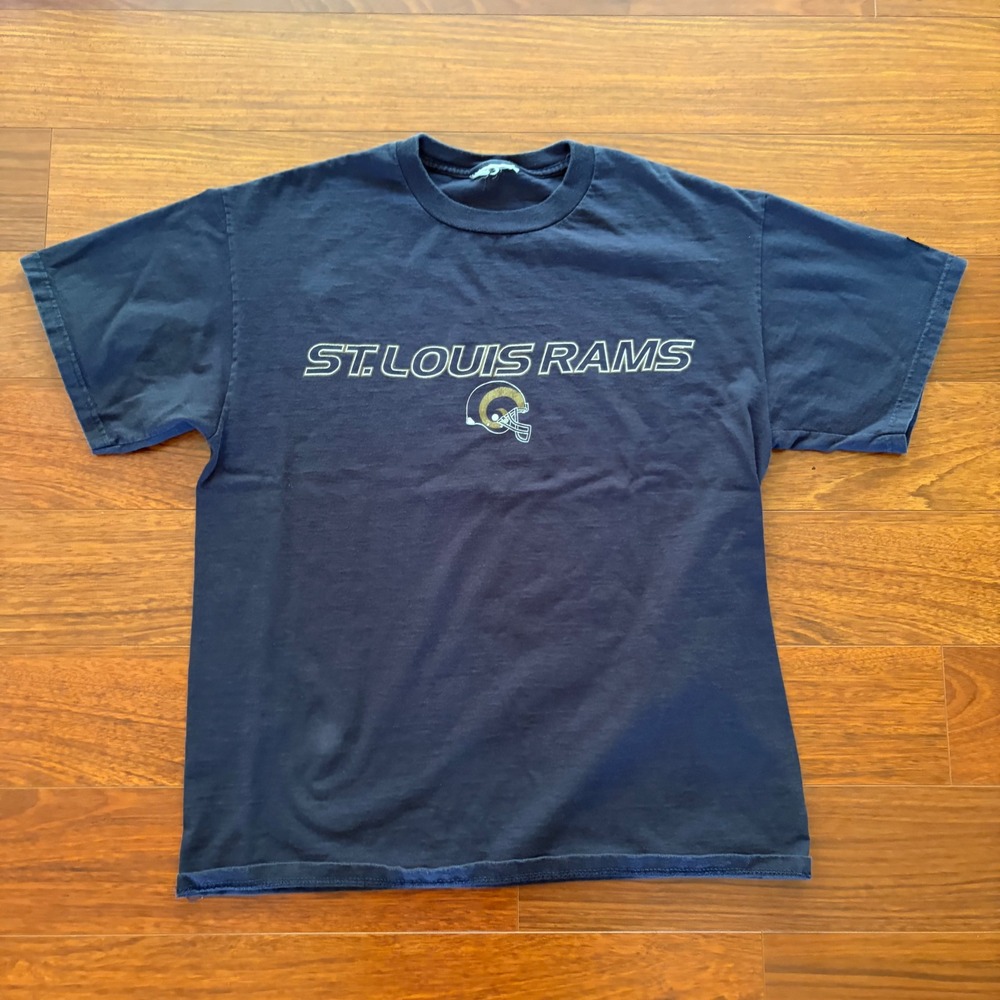 Puma St. Louis Rams Vintage Navy Blue Graphic T-Shirt Mens NFL Football Tee